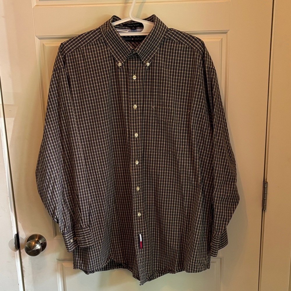Tommy Hilfiger Black and White Plaid Shirt